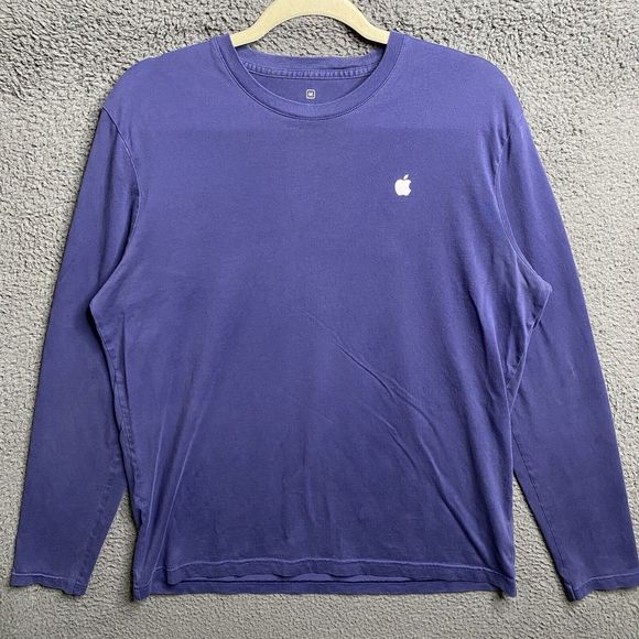 Apple Shirt Mens Medium Blue Macintosh Mac Employee Genius Uniform Long Sleeve - Picture 2 of 16